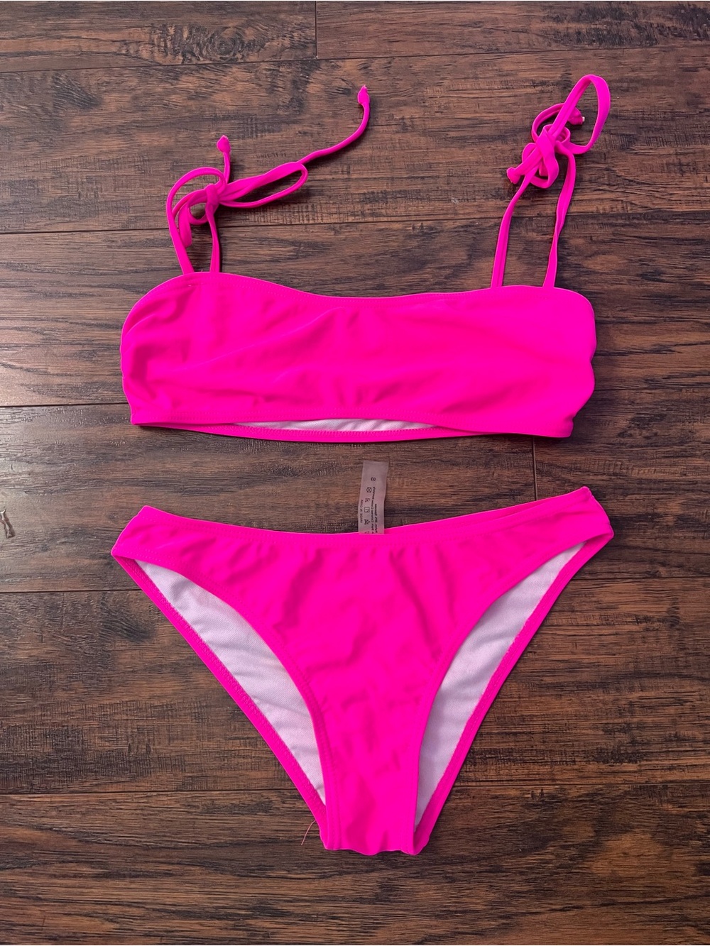 SHEIN Neon Hot Pink Bandeau Bikini Set